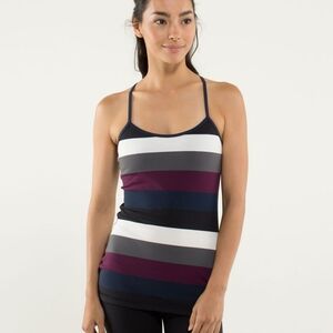 Lululemon Power Y Tank *Luon Light Pow Stripe Angel Wing / Inkwell